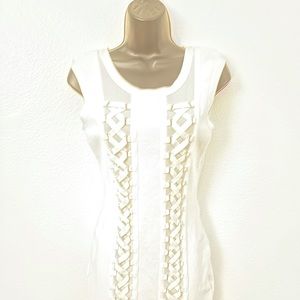 Bebe Size Sm/Petite Cream Fitted Dress